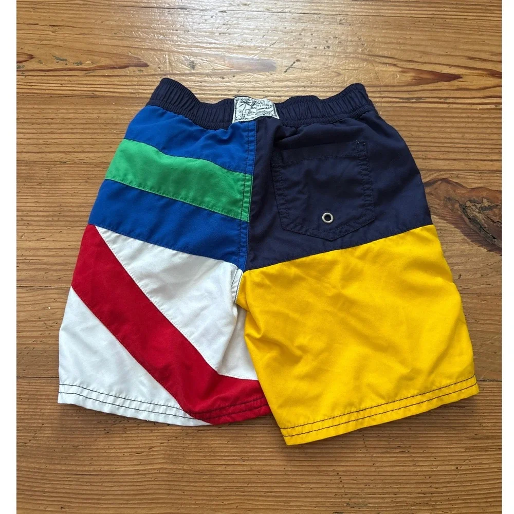 Polo Ralph Lauren Swim Trunks Kids Multicolor Colorblock Big Pony 3 SIZE 5‎